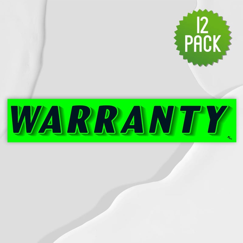 Versa-Tags Chartreuse Green Vinyl Slogan Stickers - 12-Pack for Car Dealer Windshield Advertising, Perfect for Used/New Car Truck RV Lots Slogan-Warranty-Stickers - Image 4